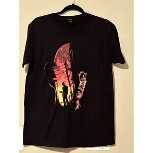 Nightmare On Elm Street Unisex T-Shirt - Freddy Silhouette and Fiery Face Sz M